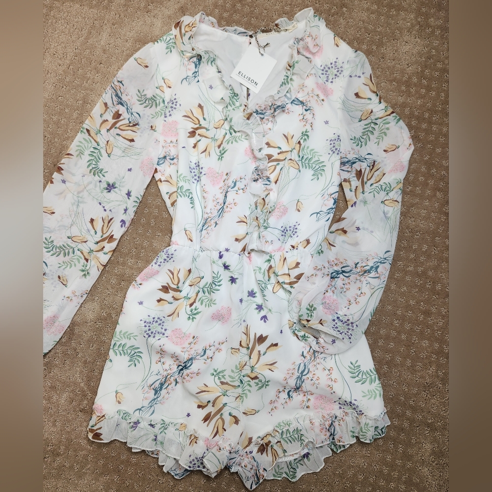 Long-sleeved Floral Romper